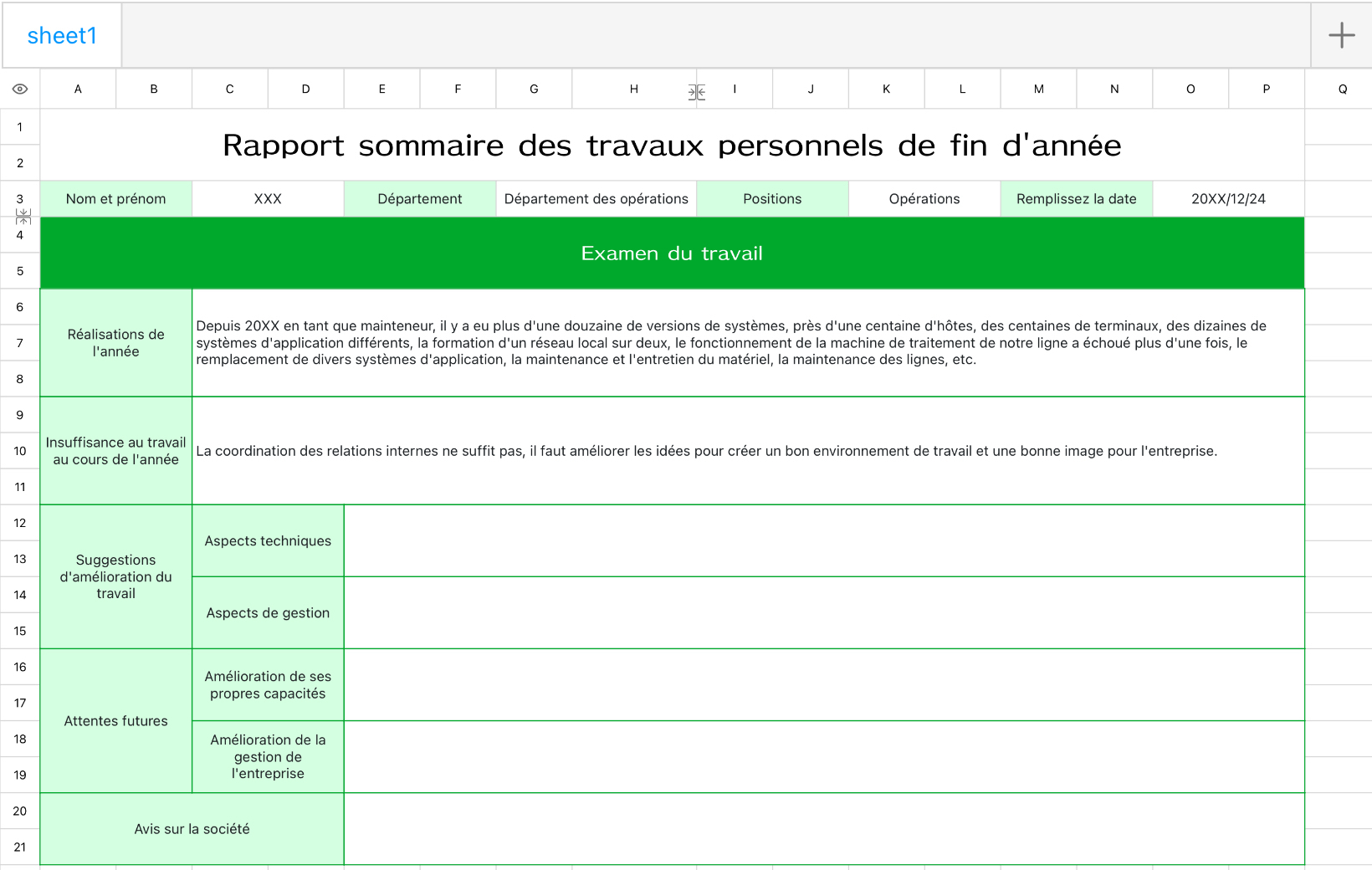 Rapport sommaire des travaux personnels de fin d'année